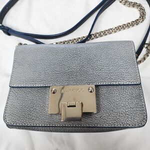 AUTHENTIC Jimmy Choo Leather Blue & Silver Rebel Crossbody Bag Purse
